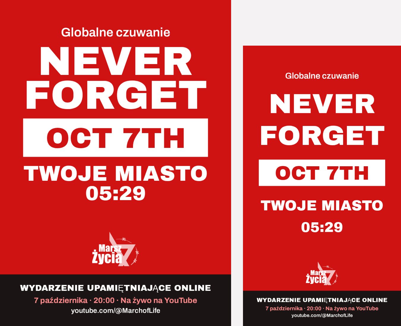 Przykład: plakat i story z nazwą miasta